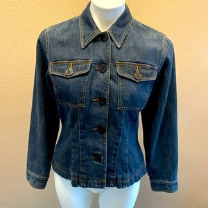 Denim Jean Jacket Petite Button Up Lizwear Liz Claiborne Sz S Retro Vintage 90s